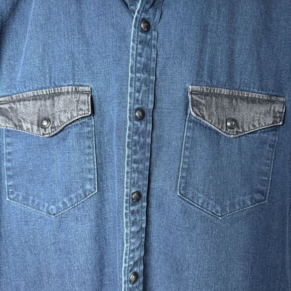 Gap 1969 Men's Large Slim Fit Western Denim Shirt Blue Faded Cowboy Rodeo - Picture 3 of 14